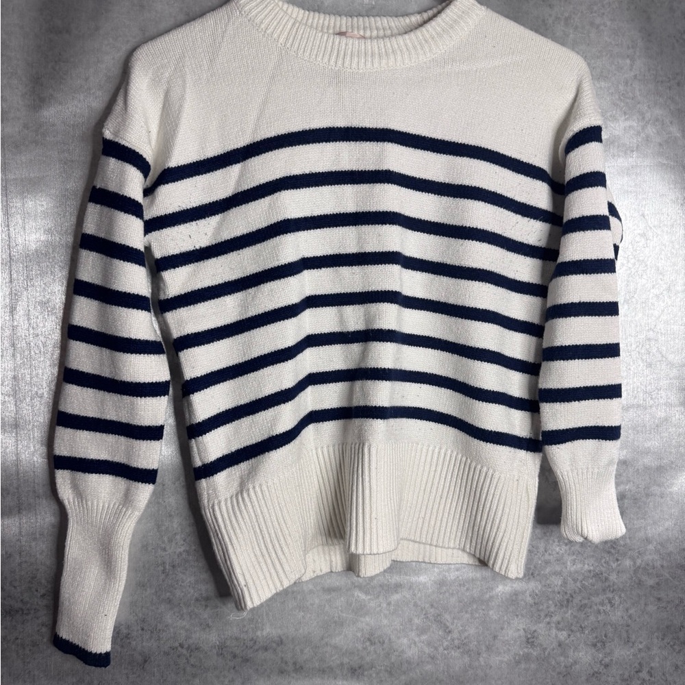 Philosophy women’s XS blue stripped preppy classy crew neck sweater. EUC.